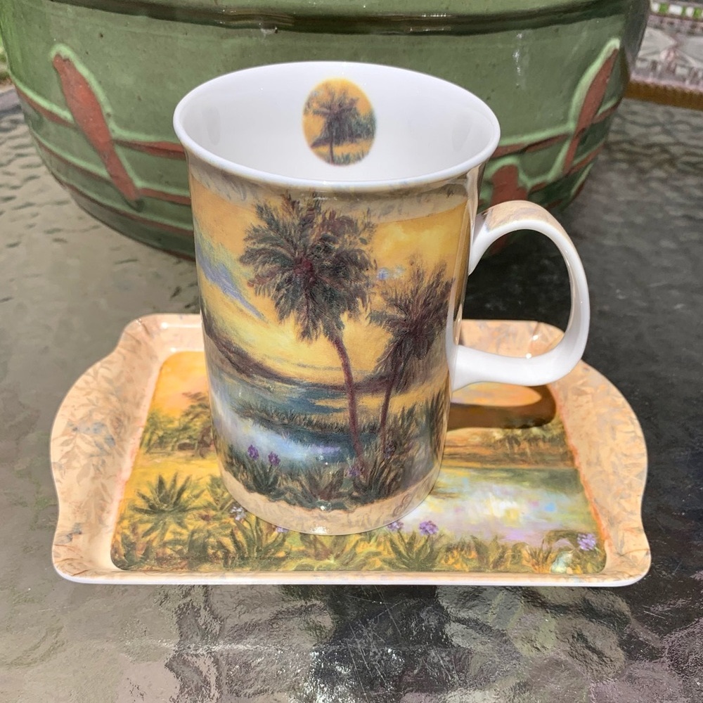 Artist Shari White Ashdene International China Mug/Cup & Melamine Snack Tray